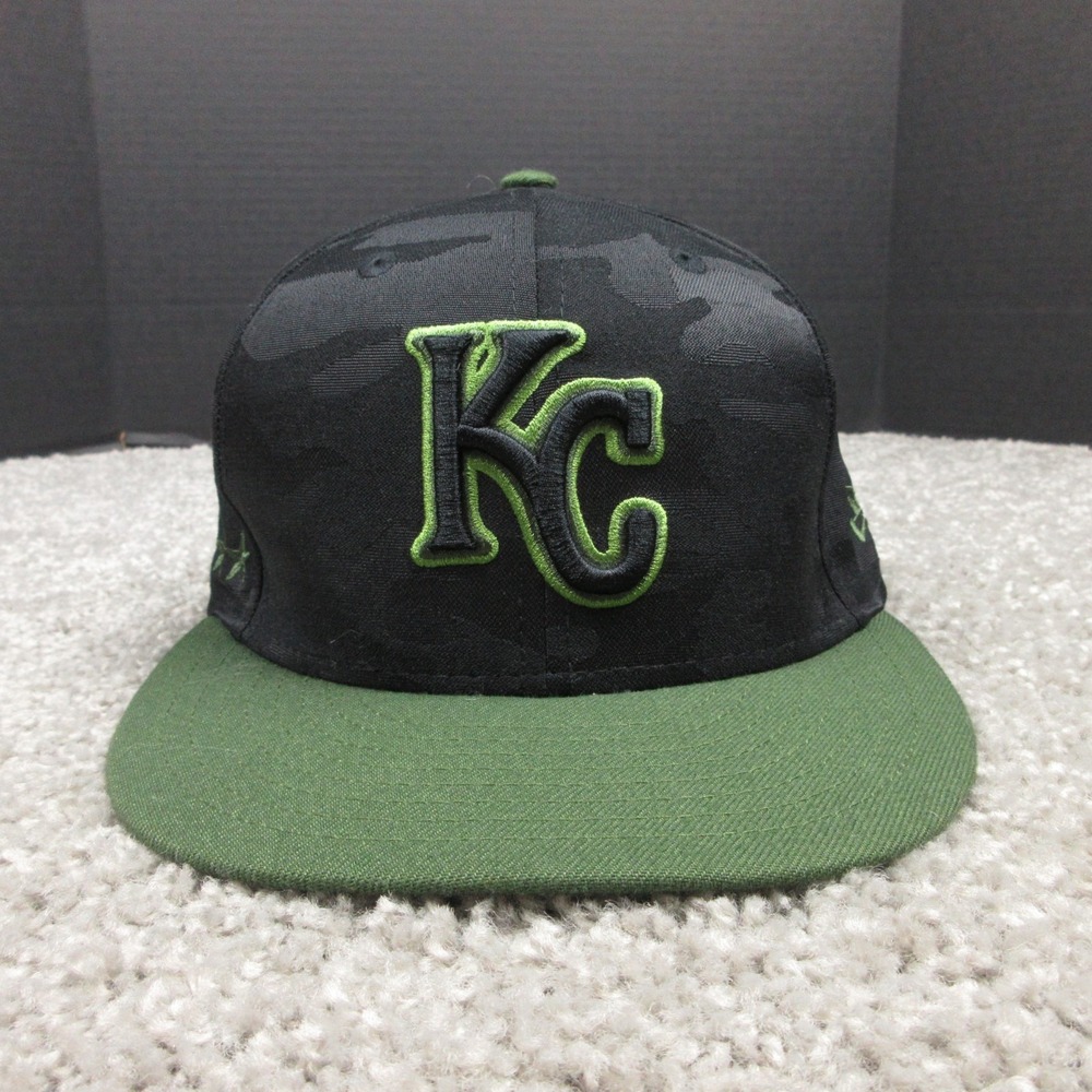 Kansas City Royas Hat Cap‎ Mens Fitted 7 Black Green Camo Armed Forces New Era